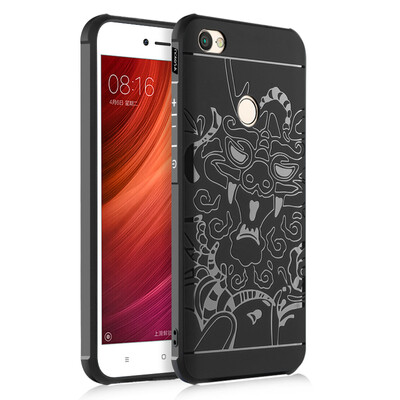 

Goowiiz Phone Case For Xiaomi Redmi Note 4X5A5A Pro Carved Dragon Thin Matte soft Silicone Prevent falling