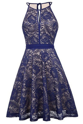 

Womens Halter Floral Lace Cocktail Party Dress Prom Dress