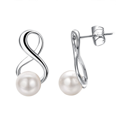 

Yoursfs Fashion 8 Word Silver Jewelry for Women Earrings with Clear Glaring Cubic Imitation pearl