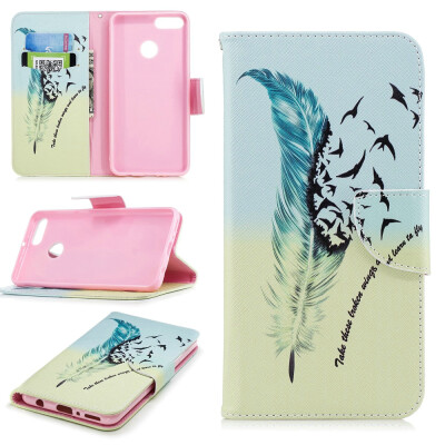 

BEFOSPEY Painting PU LeatherSoft TPU Card Slot Stand Wallet Case For Huawei Y92018593"