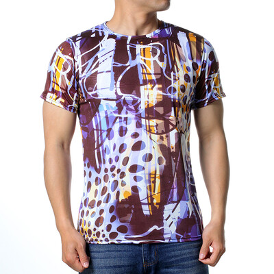 

Mens Geometric Pattern O-neck Tops 3D Printed Pullover T-Shirts