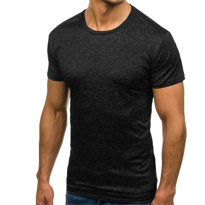 

Mens Summer Tights Sports Fitness Wear Short Sleeved T-shirt Round Neck Slim Fit Tops