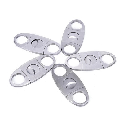 

Silver Stainless Steel Pocket Cigar Cutter Knife Double Blades Scissors Shears