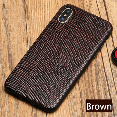 

Genuine Leather Phone Case For iPhone X 7 8 Plus Lizard Texture Back Cover For 6 6S Plus Cases