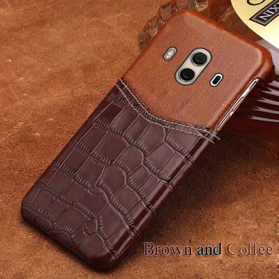 

Genuine Leather Phone Case For HUAWEI Mate 10 Case Crocodile Texture & Oil wax leather Back Cover For P9 P10 Plus Case