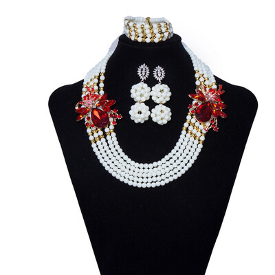 

Blue Handmade Jewelry African Beads Jewelry Set New Fashion African Wedding Jewelry Sets for Women Nigerian Bridal Beads