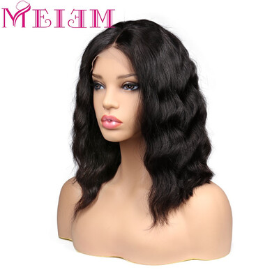 

MEIEM Body Wave Glueless Lace Front Human Hair Wigs Bob Peruvian Remy Hair Short Bob Wigs With Baby Hair Natural Hairline