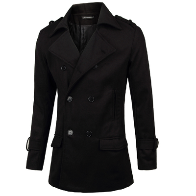 

Zogaa New Men's Wind Coat Wool Slim Double-breasted