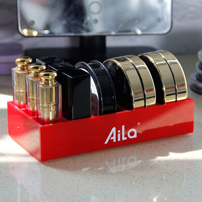 

AILA 2018 New Design Acrylic Mini Makeup Organizer 9 Lattice Lipstick Nail Polish Puff Cake Household Box