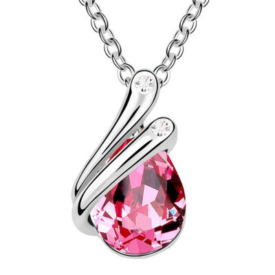 

White Gold Plated Crystal Drop Necklace Made With Crystal from Swa Elements Jewelry for Women Weddings 6286