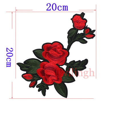 

1 Piece Big Patches Red Flower Embroidered Patch 3D Applique DIY Sewing Stickers Wedding Clothing Repair Fabric Sticker Patches