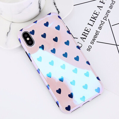 

Blu-ray Laser Gradient Case Love Heart Phone Cases For iPhone 6 6S 7 8 Plus