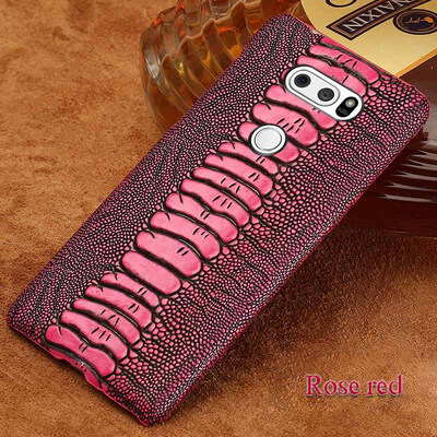 

Genuine Leather Phone Case For LG V30 Case Ostrich Foot Texture For LG G3 G4 Back Cover