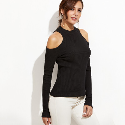 

New Arrival Women Sweater High Elastic Solid Off The Shoulder O-neck Slim Sexy Tight Bottoming Knitted Pullovers