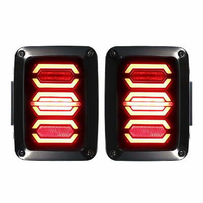 

Pair of Smoked LED Rear Tail Lights Brake Turn Signal Reverse Lamps for Jeep Wrangler JK 07-17 US Version IP67 Waterproof Certifi