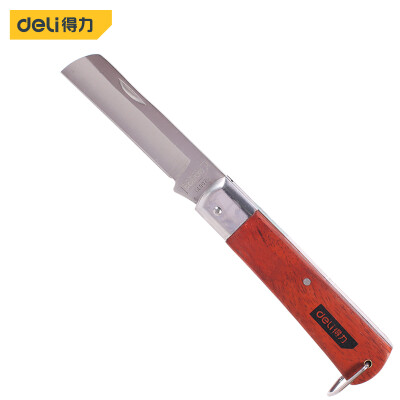 

Deli deli log handle manganese steel straight edge electrician knife folding knife cable cutter wire cutting tool DL0070