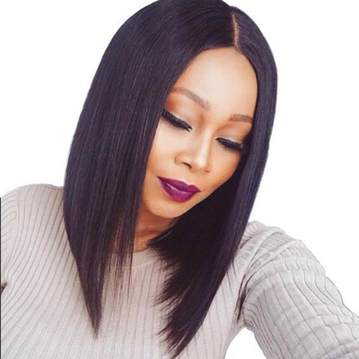 

T-top Hair Short Bob Lace Front Wig Unprocessed Virgin Human Hair Bob Haircut Glueless Wig With Baby Hair And Natural Hairline