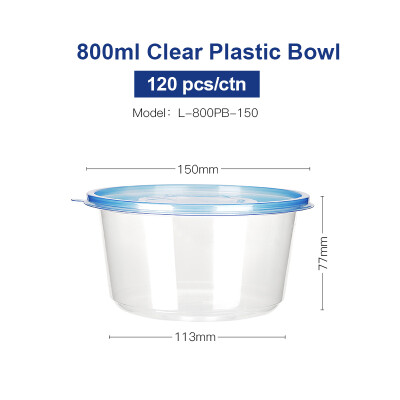 

OTOR Salad Bowl with Lid Take Away Plastic Food Container Clear Bowl Box for Fast Food Bento Microwaveable 150mm 120pcs