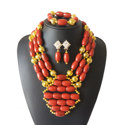 

Handmade Orange Pink African Wedding Beads Jewelry Set Owl Style Dubai Crystal Beaded Necklace Bracelet Earrings Set For Women