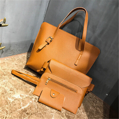 

4 Pcs Womens Fashion Handbags Solid Color Portable Vintage Shoulder Bags