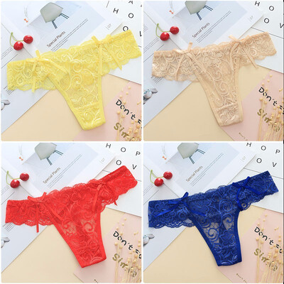

Lbellagiovanna 4 pack girls ultra-thin lace thong Panties female G-strigs seamless Underwear intimate sexy bragas -M underpant