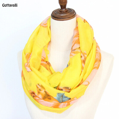 

Guttavalli Women New Spring Flowers Print Ring Shawl Stripes Vintage Soft Loop Scarf Winter Floral Chevron Leaf Infinity Scarves