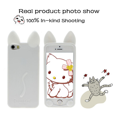 

Симпатичные уха Прекрасный мультфильм Cat Мягкие силиконовые телефон дела кожи Обложка для iPhone 5 / 5s