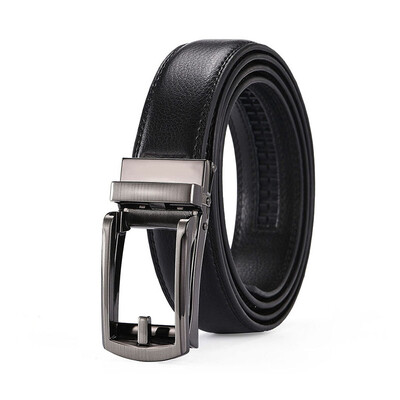 

XHtang Mens Belt Genuine Leather Automatic Buckle belt For Waistband Ratchet Strap Black Leather Belt Designer Belt For Jeans Gift
