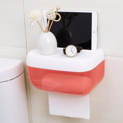 

Cntomlv Promotion Waterproof Toilet Paper Holder Tissue Roll Stand Box with Shelf Rack Bathroom