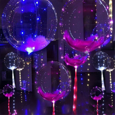 

FANLUS 18 Inch 5 PCS Led Light Up BoBo Balloon Flashing Color Fillable Transparent Balloons with Helium Great for Party