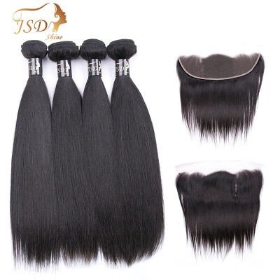 

JSDshine Brazilian Human Hair Bundles with Frontal Straight Hair 4 Bundles With 13x4 Lace Frontal Straight Human Hair Extensions