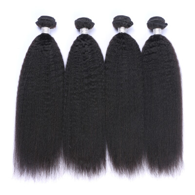 

9A Indian Virgin Hair Kinky Straight Unprocessed Human Hair Weave 4 Bundles Natural Black Color Yaki Straight Remy Hair Extensions