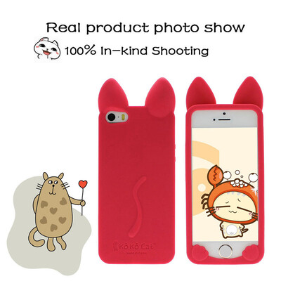

Cute Lovely Cartoon Cat Ear Soft Silicone Phone Case Skin Cover for iPhone 5/5s
