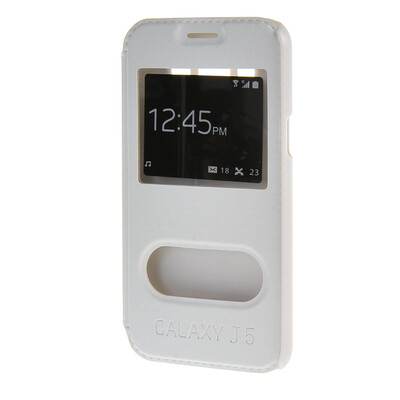

MOONCASE Samsung Galaxy J5 Case View Leather Flip Pouch Bracket Back Cover White