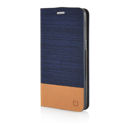 

MOONCASE Canvas Design Leather Side Flip Pouch Stand Shell Back ЧЕХОЛ ДЛЯ Samsung Galaxy Grand Prime G5308W Dark Blue