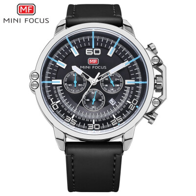 

MINI FOCUS Sport Fashion Leather Strap Men Quartz Watch MF0095G