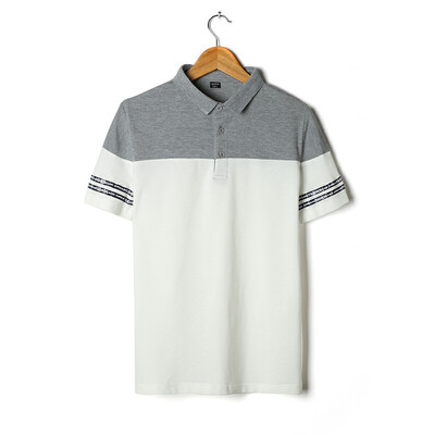 

Summer men&39s short-sleeved t shirt with lapel splicing polo shirt men&39s trim Korean version of the fashionable half-sleeve T-shirt