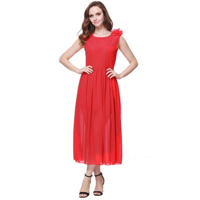 

Buenos Ninos Womens Crew Neck Loose Chiffon Long Maxi Dress