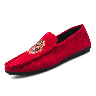 

Damaizhang Brand High Quality Men Fashion Loafer Suede Leather Tiger Print Casual Mens Flat