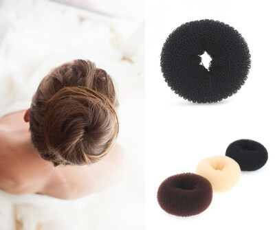 

Finger Rings Girls Donut Shaper Womens Hairdisk Maker Bun Ring Elastic BLACK DIAMETER 7-8CM