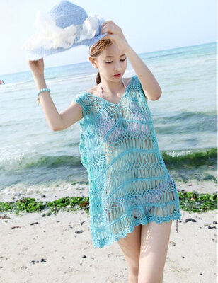 

New Fashion Women Ladies Sexy V-Neck Sleeveless Sundress Hollow Out Bikini Cover-up Beach Vacation Mini Swimwear