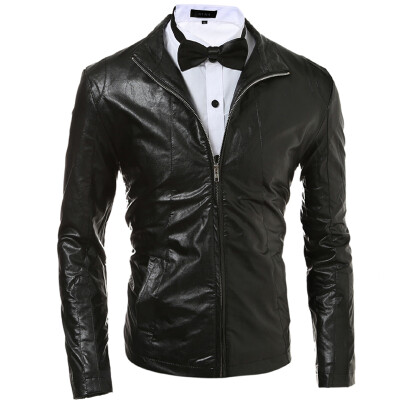 

Zogaa New Men's Leather Clothing Fashion Simple Pure Color Slim