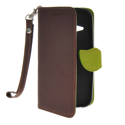 

MOONCASE Litch Skin Leather Wallet Card Holder Pouch with Kickstand Case Cover for HTC One 2 Mini ( M8 Mini ) Brown