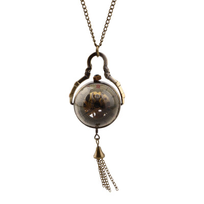 

Antique Transparent Glass Ball Mechanical Pendant Pocket Necklace Watches