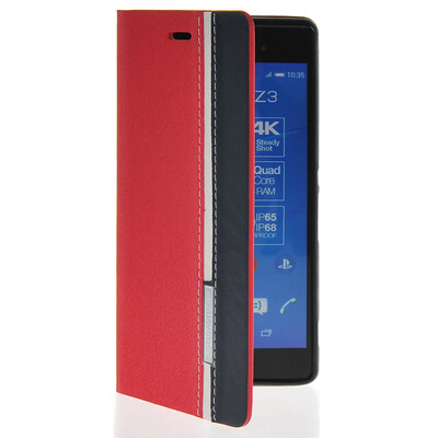 

MOONCASE Business style Leather Side Flip Wallet Card Slot Pouch Stand Back чехол для Sony Xperia Z3 Red