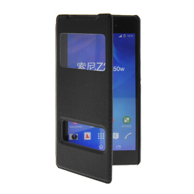 

MOONCASE View Window Leather Side Flip Pouch Stand Shell Back Case Cover for Sony Xperia Z2 Black