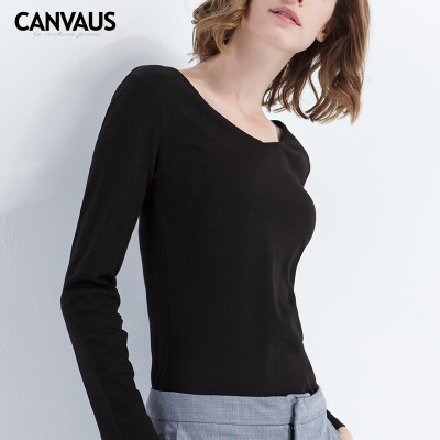 

Canvaus New Spring Autumn Women Clothing Cotton Slim Casual V-neck Long Sleeve T Shirt Undershirt Tops