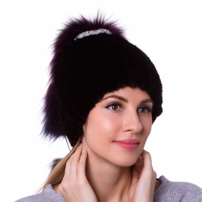 

JKP Autumn&winter womens hats natural mink fur high quality handmade fox fur decoration 2018 new hot fashion trend
