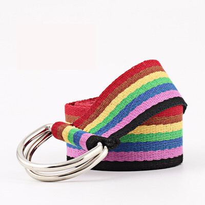 

Women Youth Fashion Casual Double Clasp Colourful Canvas Belt
