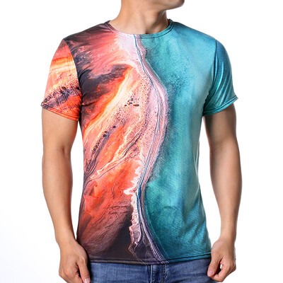 

Mens Summer Colorful Printed Loose Pullover Short Sleeve T-shirts